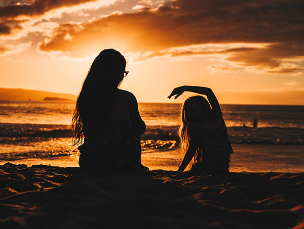 Mother and daughter at the beach